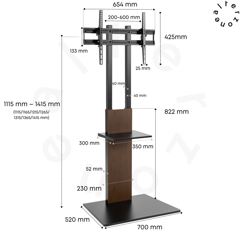 Alterzone Slim 7s TV Floor Stand with Shelf for 37"-70" TVs, Walnut - DELENordic.com Alterzone Slim 7s TV Floor Stand with Shelf for 37